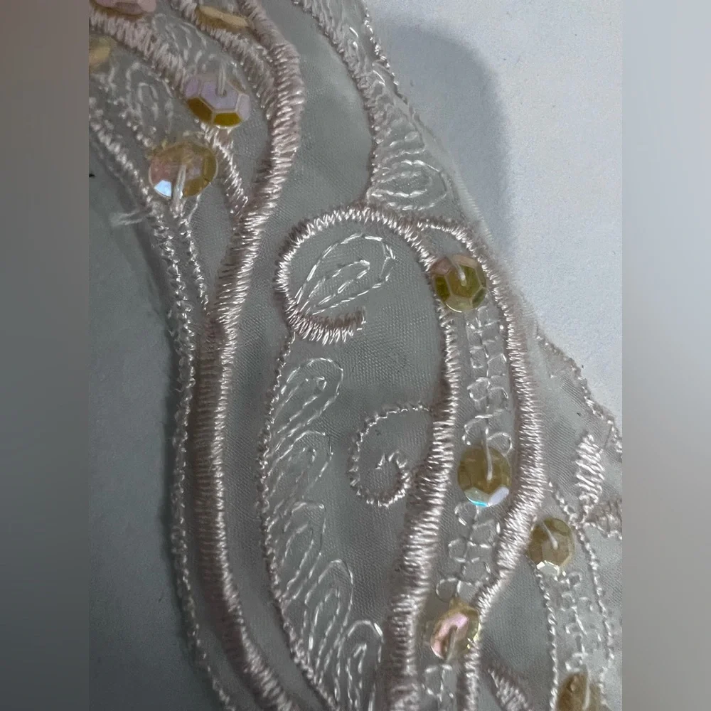 Elegant Lace Appliqué with Sequin & Floral Design